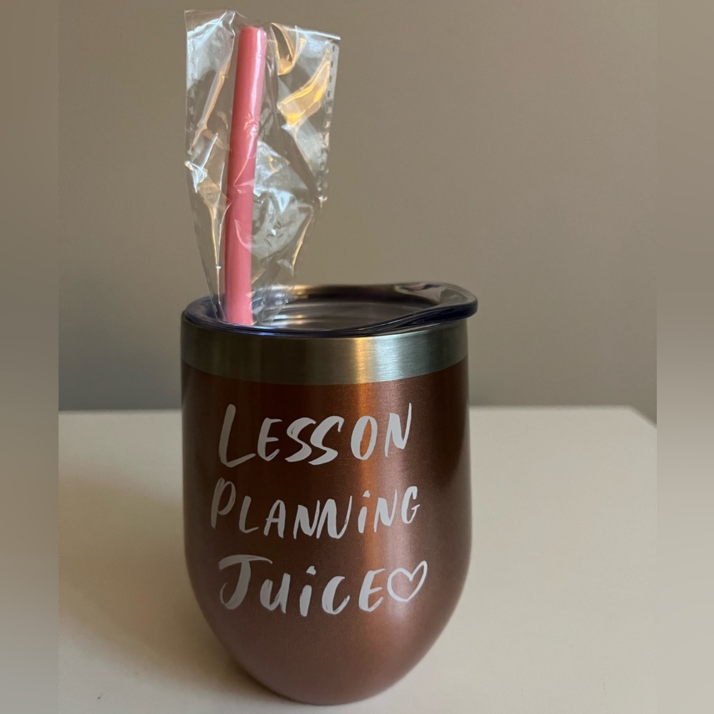 NWOT Teacher Tumbler With Reusable Straw